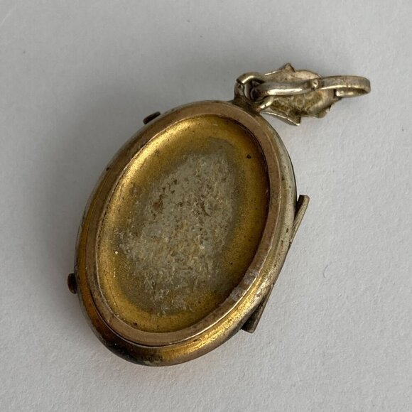 Victorian Antique Gold Rose Bird Locket Pendant Filled - Picture 4 of 5